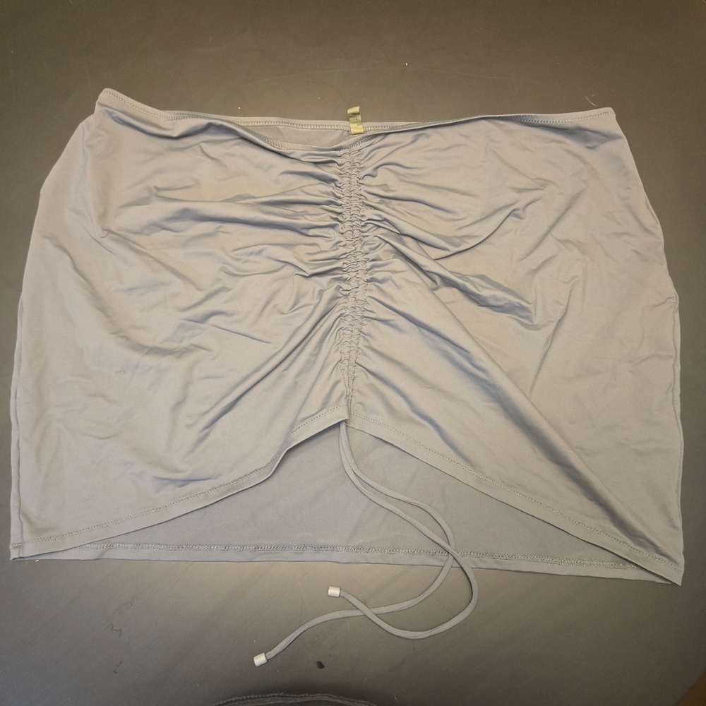 SKIMS Ruched Swim Mini Skirt | Cover Up | Gray | Size 2X